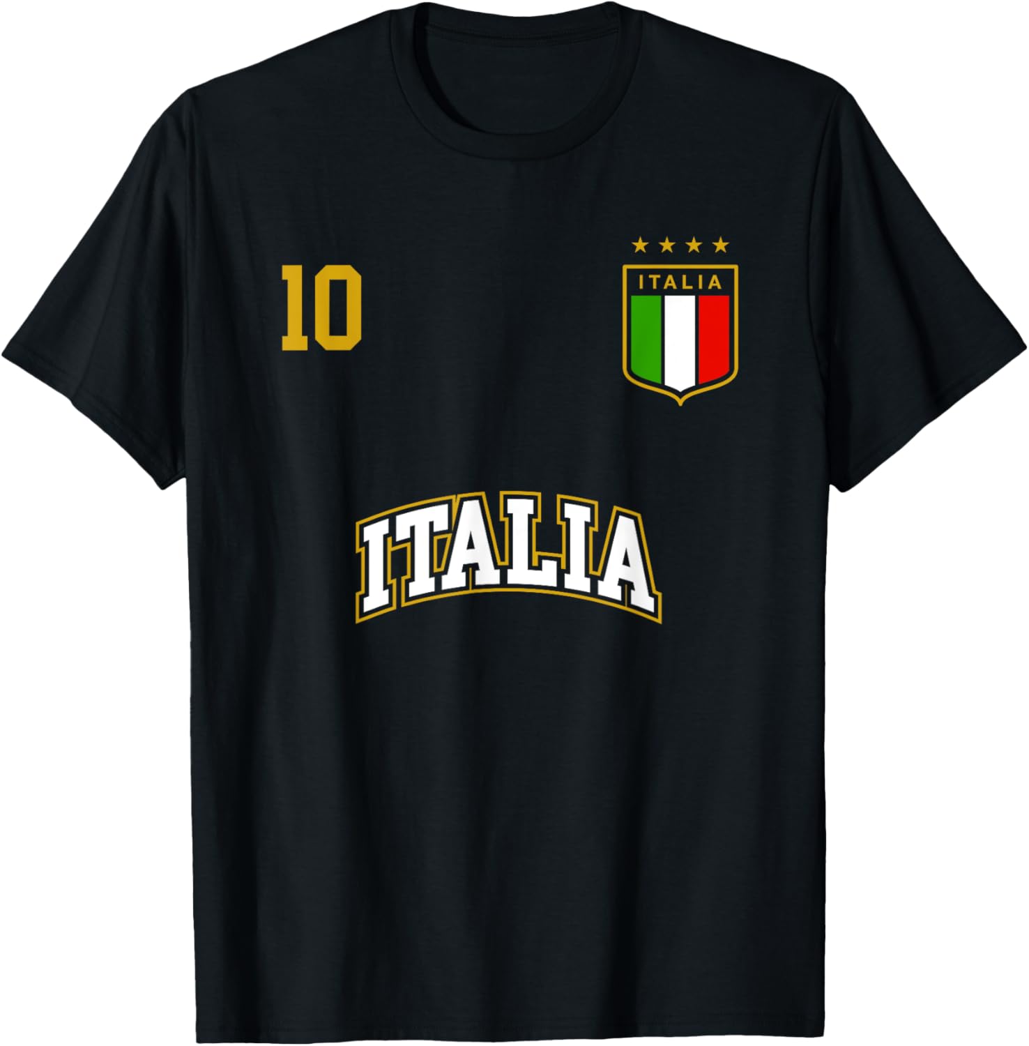 Équipe Football Italia Sports Nombre 10 Drapeau Italien T-Shirt